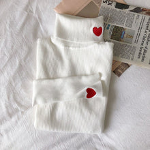 Load image into Gallery viewer, 2019 Knitted Women Sweater Ribbed Pullovers Heart Embroidery Turtleneck Autumn Winter Basic Women Sweaters Fit Soft Warm Tops