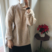 Load image into Gallery viewer, 2019 Autumn Winter Pink Sweater Womens O-neck Pullovers Soft Knitted Sweater Casual Tops pull femme