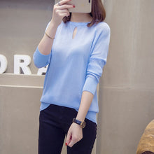Load image into Gallery viewer, Plus Size Pullovers Women Sweater Fashion Loose Long Sleeve Ladies Knitted Tops Blue Knitwear 2019 Autumn Large Size Jumpers 4xl