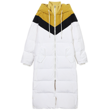 Load image into Gallery viewer, SAM'S TREE White Solid Patchwork Straight Hoodies Warmness Down Coat Women 2019 Winter Drawstring Split Oversive Female Outwears
